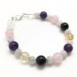 Multi Gemstone Round 6-8mm Smooth beads adjustable stacking bracelet