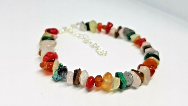 Multi Gemstone Fancy 6-8mm Smooth beads adjustable stacking bracelet