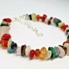 Multi Gemstone Fancy 6-8mm Smooth beads adjustable stacking bracelet