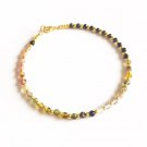 Multi Tourmaline Round 3mm Smooth beads adjustable stacking bracelet