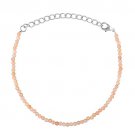 Peach Moonstone Round 2mm Faceted beads adjustable stacking bracelet