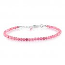 Pink Tourmaline Round 3mm Faceted beads adjustable stacking bracelet