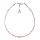 Roze Quartz Round 2-2.5mm Faceted beads adjustable stacking bracelet