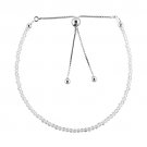 White Topaz Round 2-2.5mm Faceted beads adjustable stacking bracelet