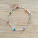 7 Stone Chakra Rondelle 2mm Smooth beads adjustable stacking bracelet