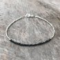 Black Diamond Rondelle 3mm Faceted beads adjustable stacking bracelet