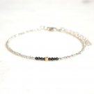 Black Diamond Rondelle 2mm Faceted beads adjustable stacking bracelet