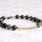 Black Grey Jasper Round 6mm Smooth beads adjustable stacking bracelet