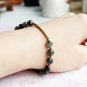 Black Grey Jasper Round 6mm Smooth beads adjustable stacking bracelet