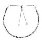 Black Rutile Round 2-2.5mm Faceted beads adjustable stacking bracelet