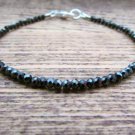 Black Spinel Round 3-3.5mm Faceted beads adjustable stacking bracelet