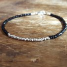 Black Spinel Round 2.5-3mm Faceted beads adjustable stacking bracelet