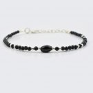 Black Spinel Round 3-5x10mm Smooth beads adjustable stacking bracelet