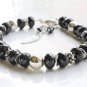 Black Spinel Rondelle 10mm Faceted beads adjustable stacking bracelet