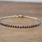 Blue Sapphire Rondelle 2mm Faceted beads adjustable stacking bracelet