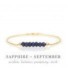 Blue Sapphire Rondelle 4mm Faceted beads adjustable stacking bracelet