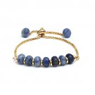 Denim Sodalite Rondelle 6mm Smooth beads adjustable stacking bracelet