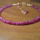 Dyed Ruby Rondelle 3-3.5mm Faceted beads adjustable stacking bracelet