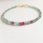 Emerald & Ruby Rondelle 2mm Smooth beads adjustable stacking bracelet