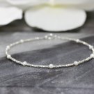 Fresh Water Pearl Round 2mm Smooth beads adjustable stacking bracelet