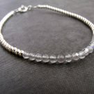 Gray Labradorite Round 4mm Faceted beads adjustable stacking bracelet