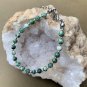 Green Spot Jasper Round 6mm Smooth beads adjustable stacking bracelet