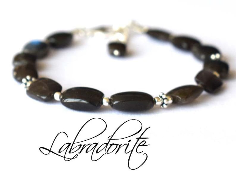 Labradorite Rectangle 5x8mm Smooth beads adjustable stacking bracelet