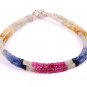 Multi Sapphire Rondelle 3mm Smooth beads adjustable stacking bracelet