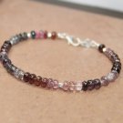 Multi Spinel Rondelle 3-4mm Smooth beads adjustable stacking bracelet