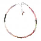 Multi Tourmaline Round 3mm Faceted beads adjustable stacking bracelet