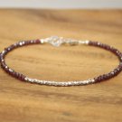 Mystic Garnet Rondelle 3mm Faceted beads adjustable stacking bracelet