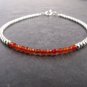 Orange Carnelian Round 3mm Faceted beads adjustable stacking bracelet