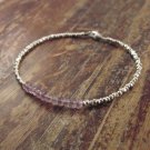 Pink Amethyst Rondelle 3mm Faceted beads adjustable stacking bracelet