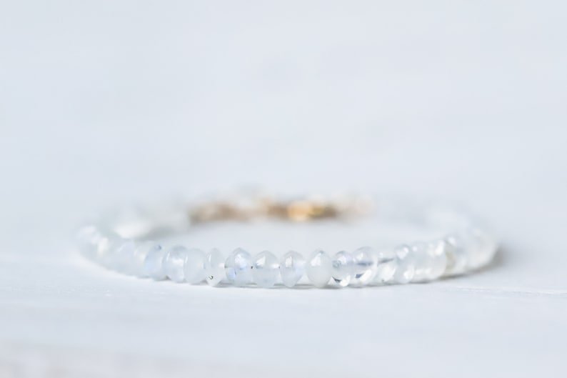 Rainbow Moonstone Round 4mm Smooth beads adjustable stacking bracelet