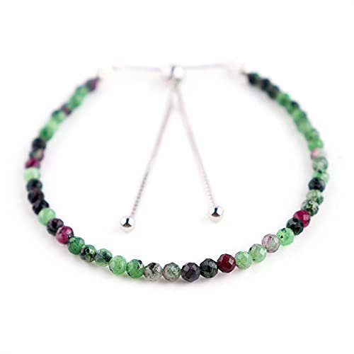 Ruby Zoisite Round 3-3.5mm Faceted beads adjustable stacking bracelet