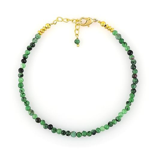 Ruby Zoisite Round 2.5-3mm Faceted beads adjustable stacking bracelet