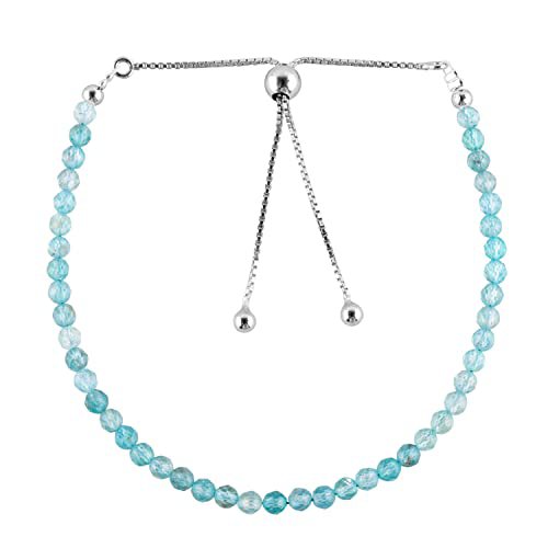 Sky Blue Apatite Round 3mm Faceted beads adjustable stacking bracelet