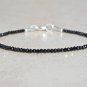 Black Spinel Rondelle 2.5mm Faceted beads adjustable stacking bracelet