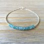 Blue Apatite Rondelle 3-4mm Faceted beads adjustable stacking bracelet