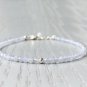 Blue Lace Agate Round 3.5mm Faceted beads adjustable stacking bracelet