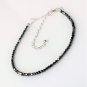 Coated Black Onyx Round 3mm Faceted beads adjustable stacking bracelet