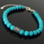 Enhanced Turquoise Round 8mm Smooth beads adjustable stacking bracelet