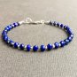 Lapis Lazuli Rondelle 3.5mm Faceted beads adjustable stacking bracelet