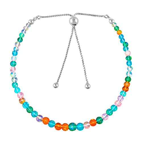 Multi Color Opal Round 3-4mm Smooth beads adjustable stacking bracelet