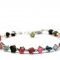 Multi Tourmaline Cube 6x4mm Faceted beads adjustable stacking bracelet