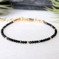 Black Tourmaline Round 2.5mm Faceted beads adjustable stacking bracelet