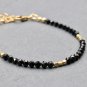 Black Tourmaline Round 3.5mm Faceted beads adjustable stacking bracelet