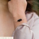 Black Tourmaline Nugget 2-4mm Smooth beads adjustable stacking bracelet