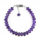 Carved Amethyst Pumpkin 6-8mm Carved beads adjustable stacking bracelet