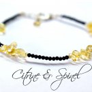 Citrine & Black Spinel Mix 2-5mm Mix beads adjustable stacking bracelet